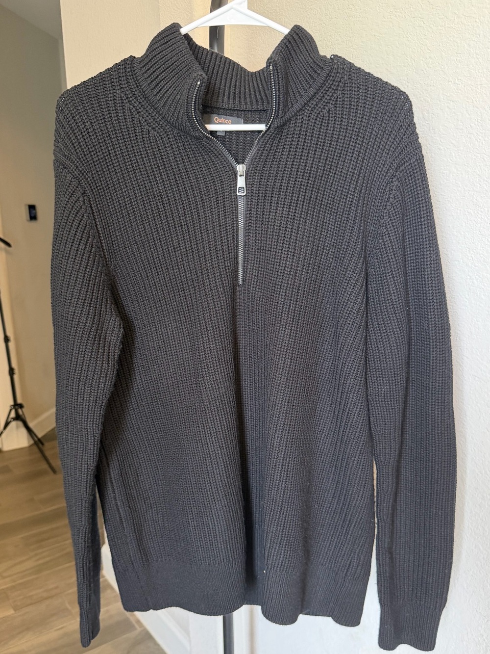Quince Australian Merino Wool Men's Half Zip Sweater/Black/L NWOT